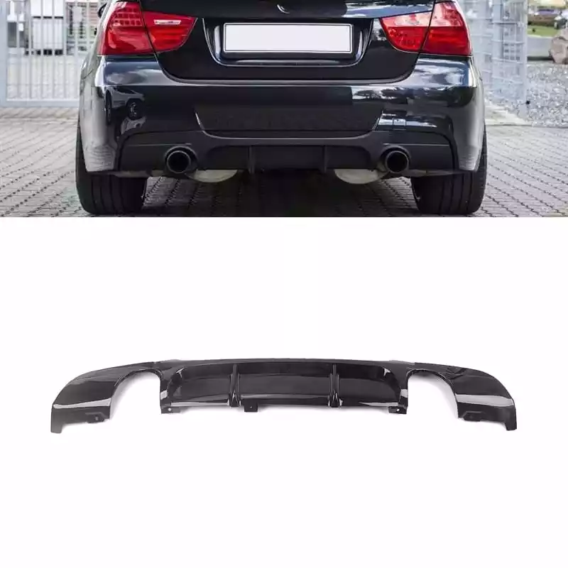 DMB11013-bmw-e90-e91-juodas-blizgus-galinio-buferio-bamperio-difuzorius-su-dvigubais-ismetimais-1x1-fl-prefl-lci-prelci-1